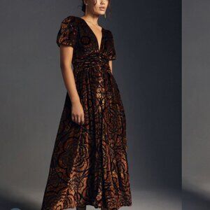 By Anthropologie Burnout Velvet Dress